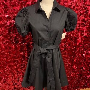 NWT Goth Puff Sleeve Black Shirt Mini Dress l Sz L l Dark Romance Whimsigoth